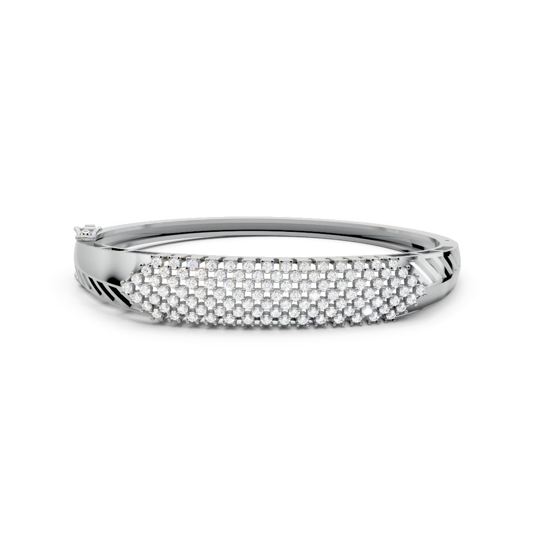 The Luxe Pavé Moissanite Bangle in 925 Sterling Silver – Timeless Diamond Radiance
