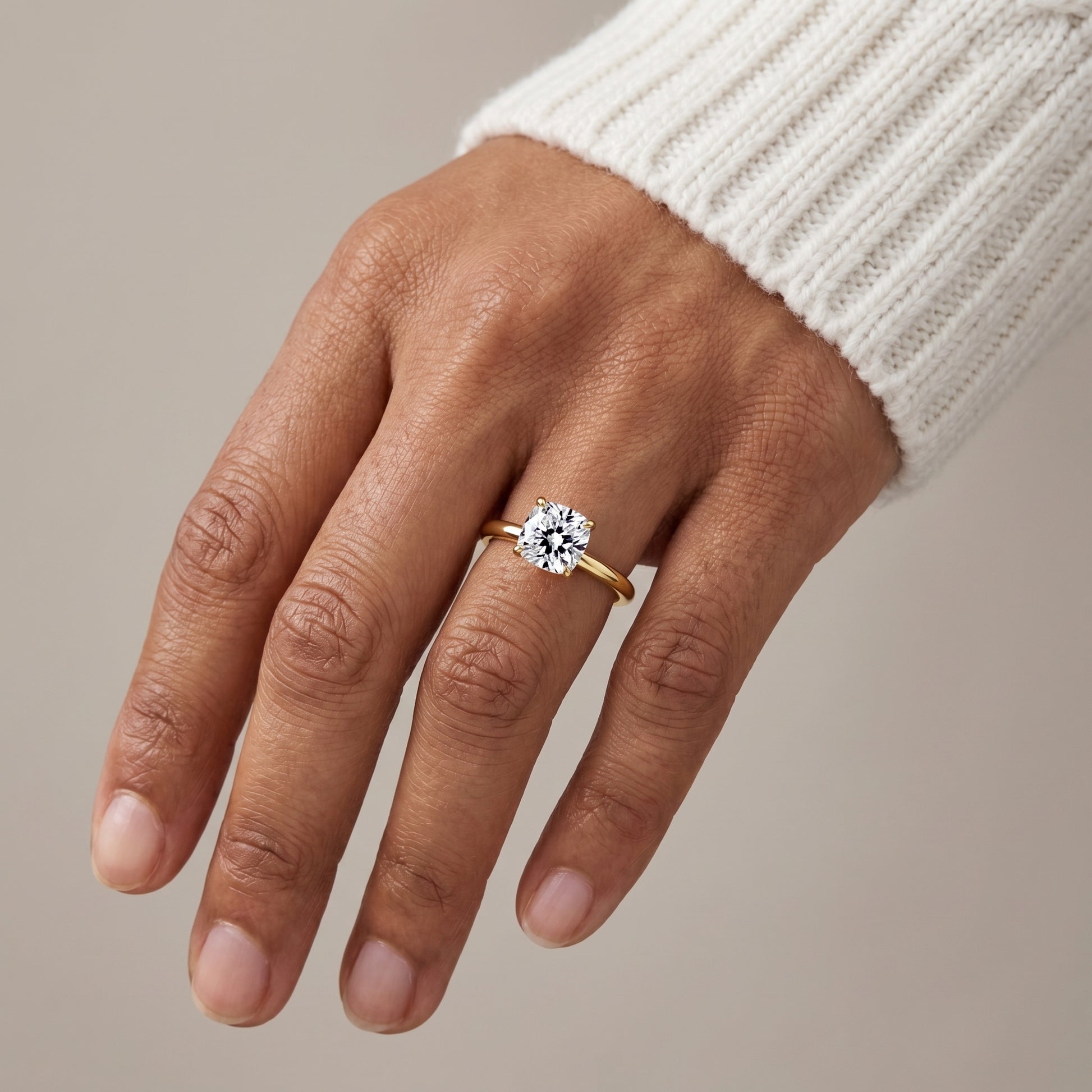 Classic cushion cut moissanite ring for women in silver setting
