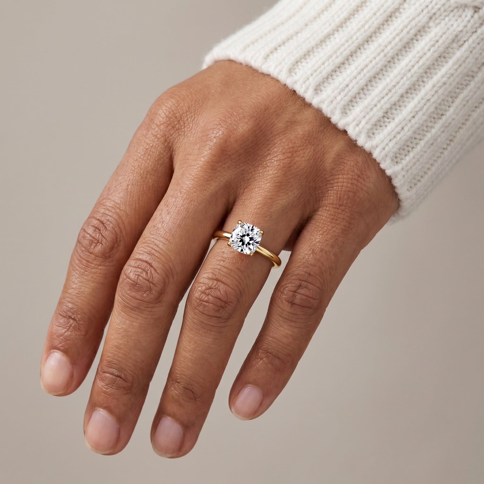 Classic cushion cut moissanite ring for women in silver setting
