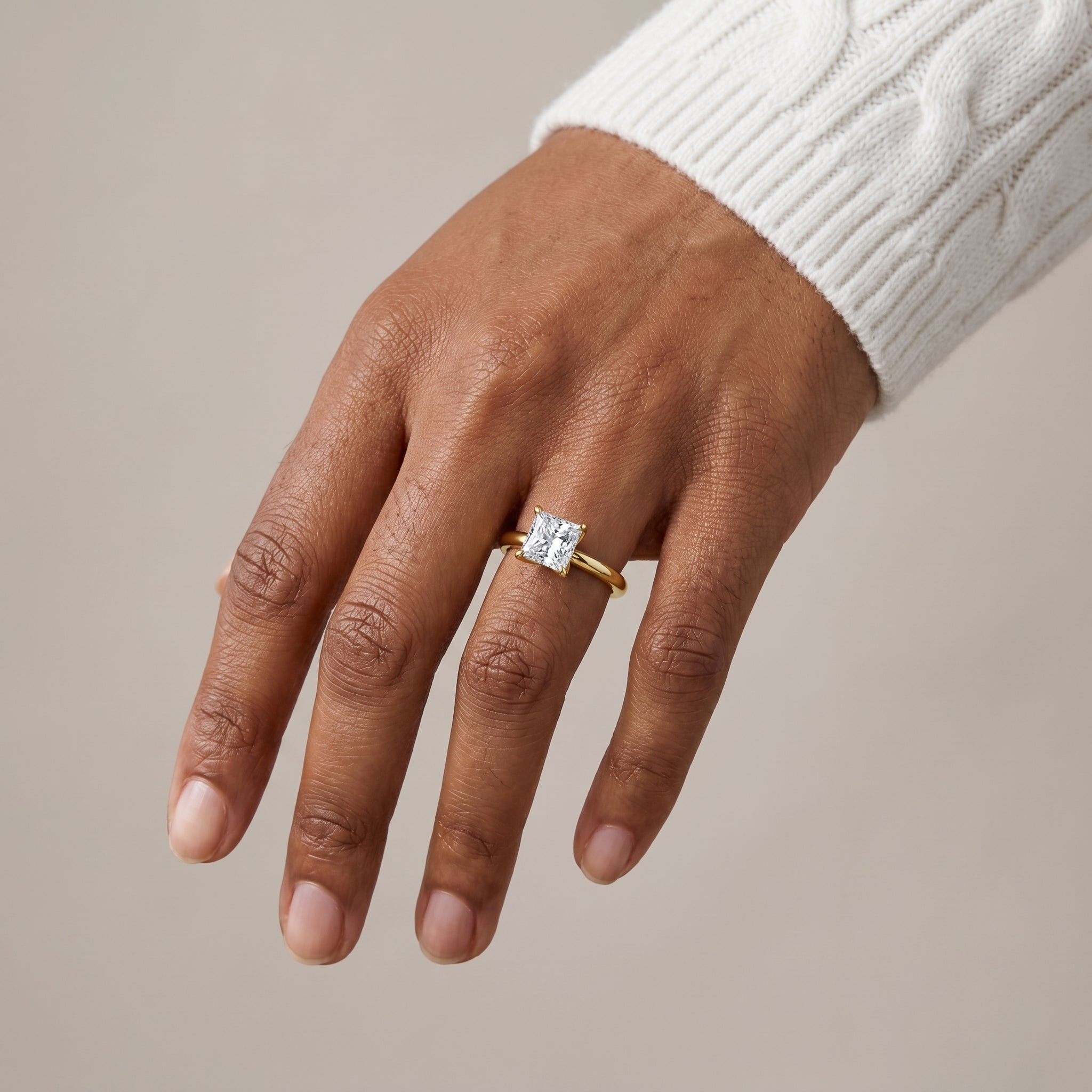 Classic princess cut moissanite ring for women in silver setting
