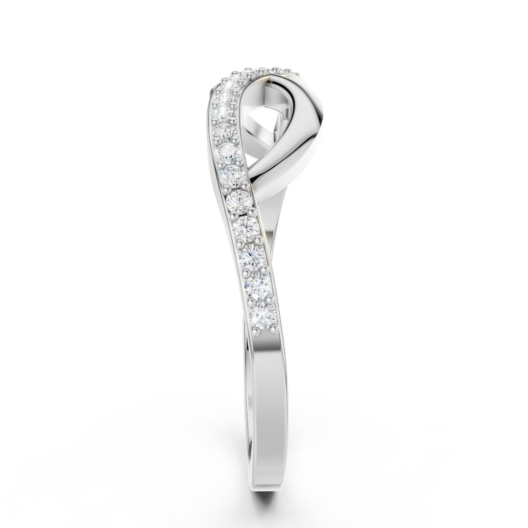 Pave Moissanite Infinity Knot Ring - Sterling Silver Eternity Band